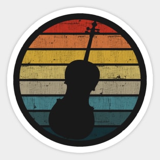 Cello Silhouette On A Distressed Retro Sunset product Sticker